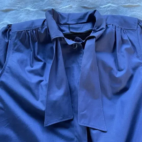 🔥Vintage 80 USA London Fog Bow Tie Neck Fleece Lined Classic Preppy Trench Coat - Picture 8 of 15